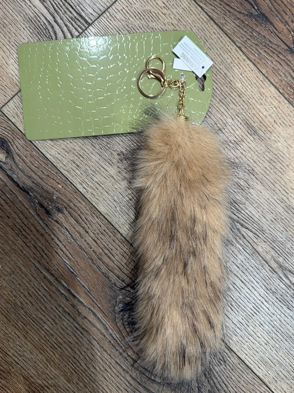 Faux Fur Pom Keychain - Tan